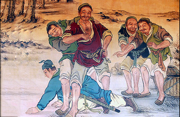 Hàn Tín lòng đầy bình thản, ung dung điềm tĩnh, điềm tĩnh đến độ chấp nhận chui qua háng kẻ vô lại để tránh tự rước lấy chuyện thị phi. (Ảnh: vietq.vn)
